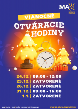 Otváracie hodiny počas vianočných sviatkov